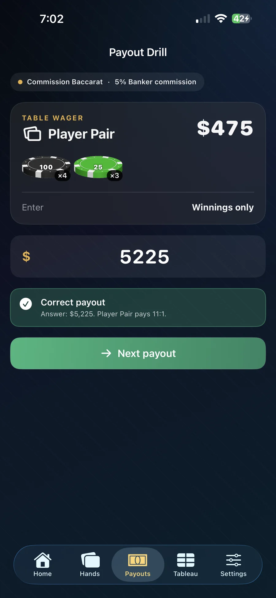 Payout practice